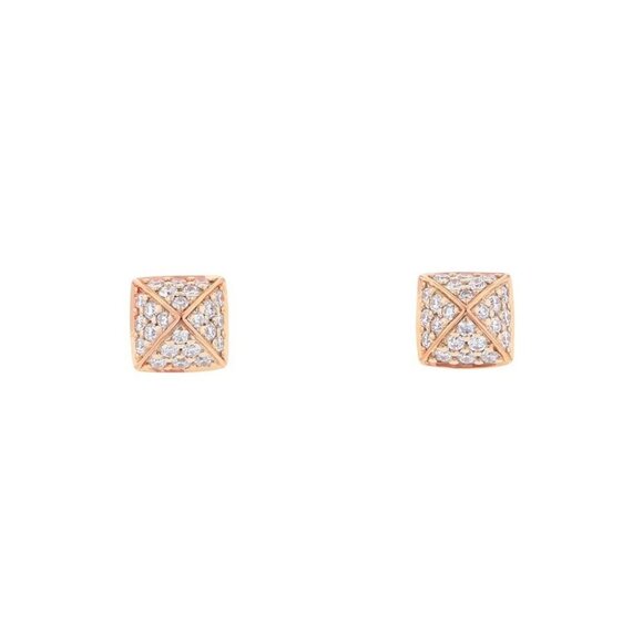 HERMES Crew de H Stud Earrings 18K Pink Gold - Picture 1 of 10